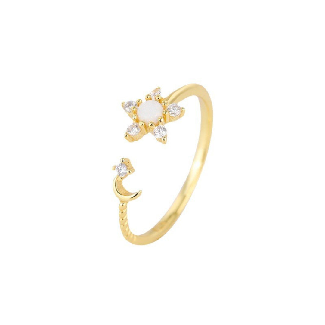 Bague Opale – Lune Stellaire, Argent